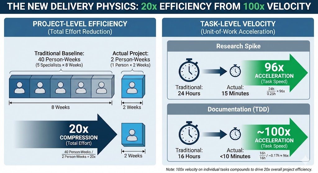 The New Delivery Physics: 20x Efficiency from 100x Velocity